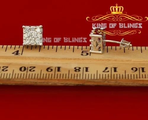 King of Blings- Hip Hop 925 White Silver 1.68ct Cubic Zirconia Women's / Men's Square Earrings