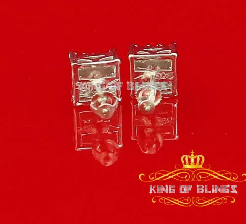 King of Blings- Hip Hop 925 White Silver 1.68ct Cubic Zirconia Women's / Men's Square Earrings