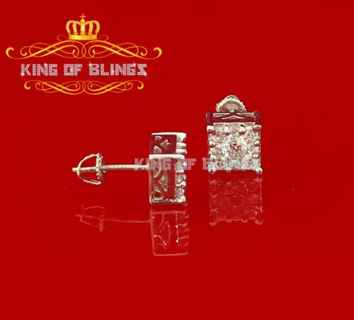 King of Blings- Hip Hop 925 White Silver 1.68ct Cubic Zirconia Women's / Men's Square Earrings