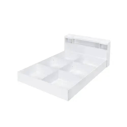 Knox Queen Bed w/Storage Headboard, White Finish