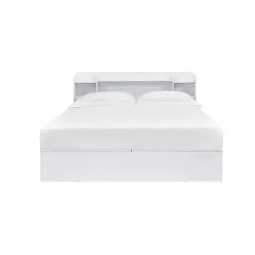 Knox Queen Bed w/Storage Headboard, White Finish