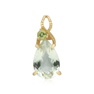 Kosmos Quartz & Peridot Anhänger in 9ct Gelb Gold
