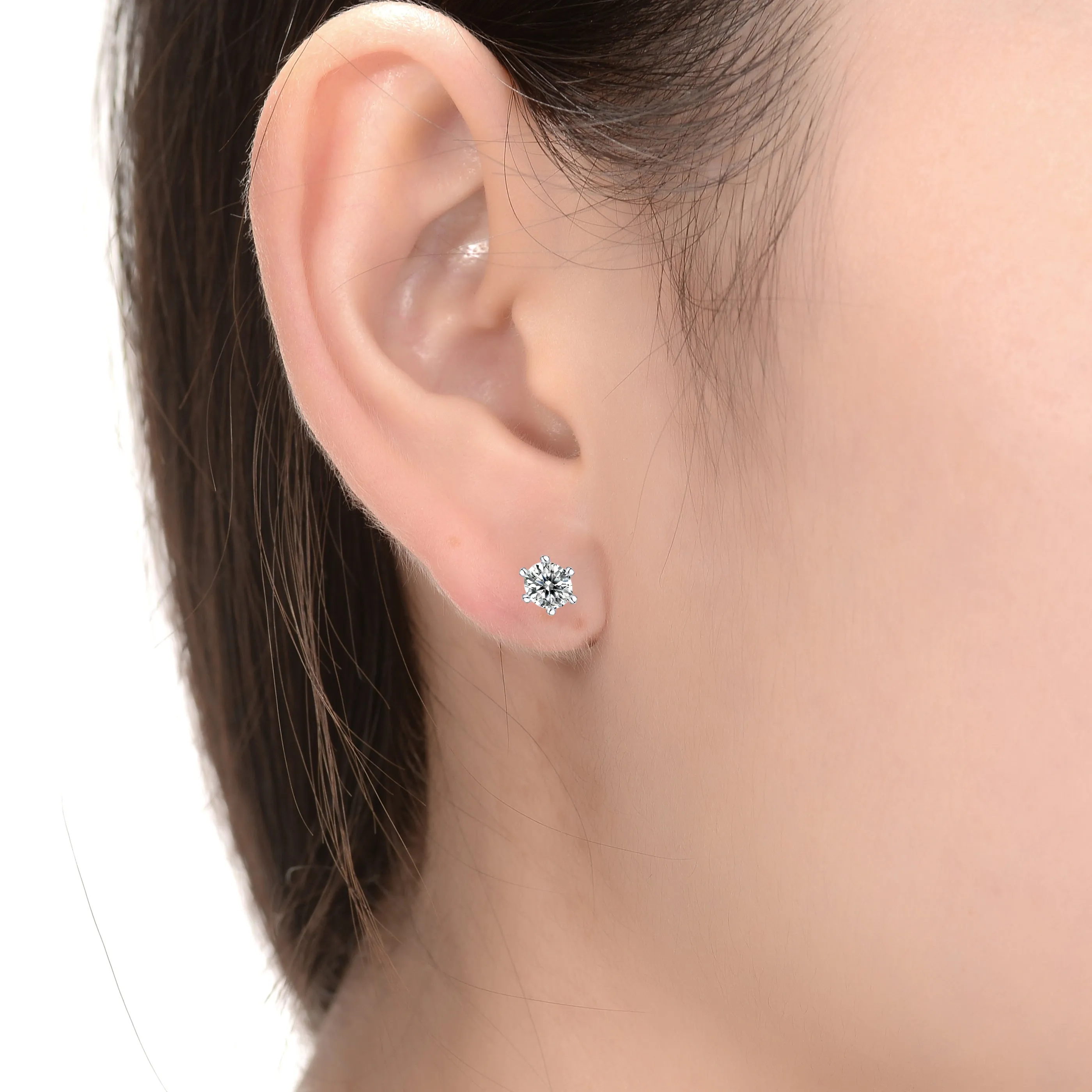 La Roche Lab Created Moissanite Round Stud Earrings