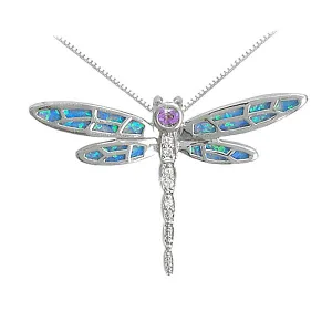 Lab Opal Dragonfly Necklace