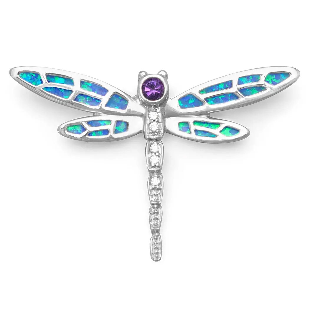 Lab Opal Dragonfly Necklace