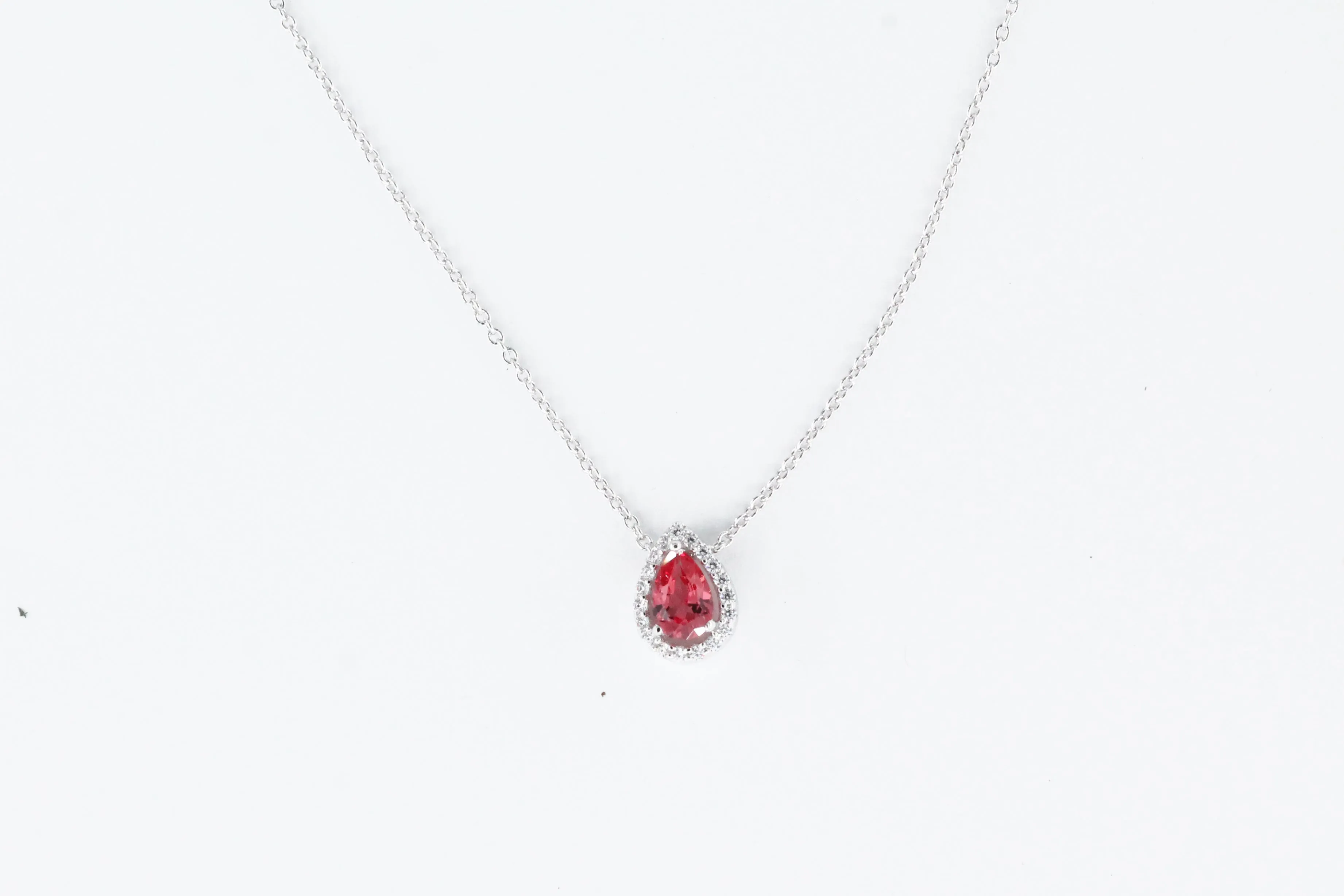 Lafonn Pink Lab Created Sapphire Halo Necklace