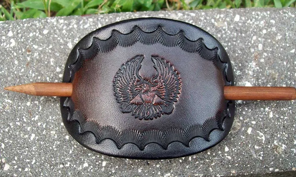 Leather Eagle Biker Barrette - Medium