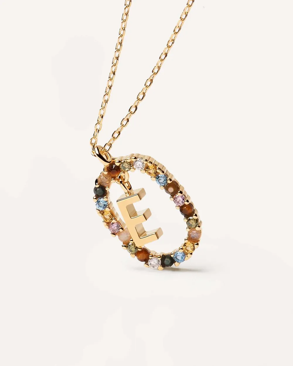 Letter E Circle Necklace