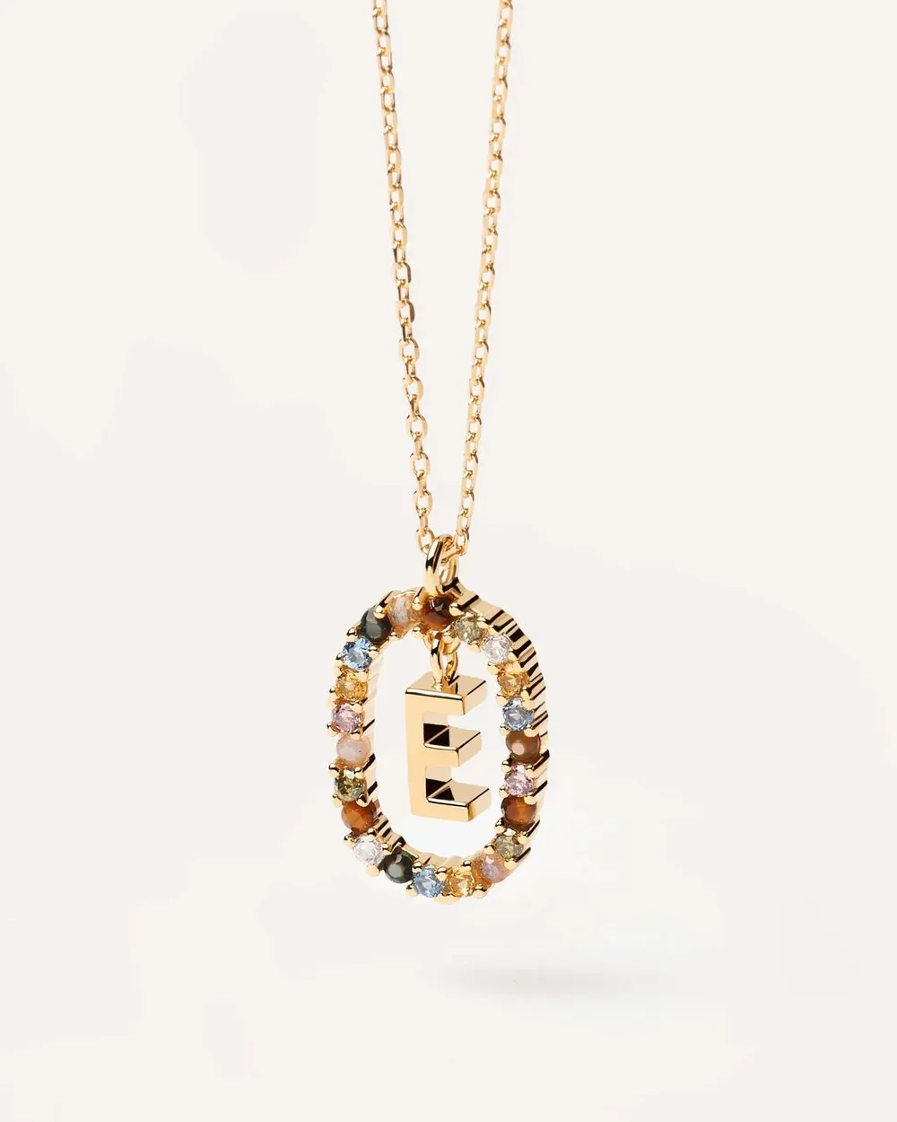 Letter E Circle Necklace