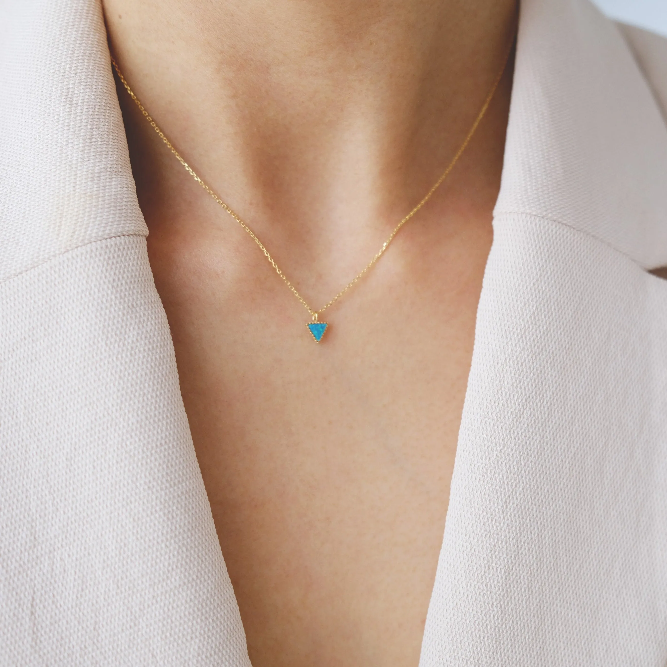 Little Triangle Blue Opal Necklace