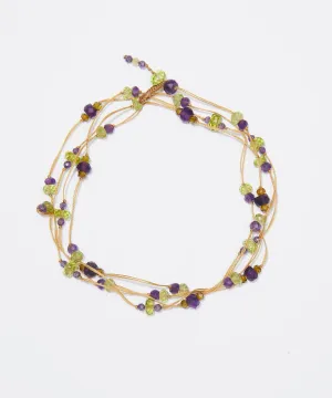 Loopy Duo Bracelets / Necklace - Peridot with purple Amethyst