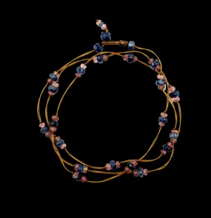 Loopy Duo Bracelets / Necklace - Saphire with pink tourmaline