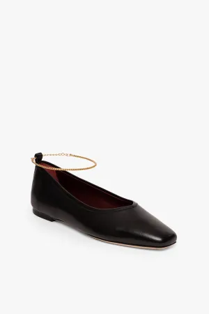MAEVE ANKLET FLAT | BLACK GOLD CHAIN