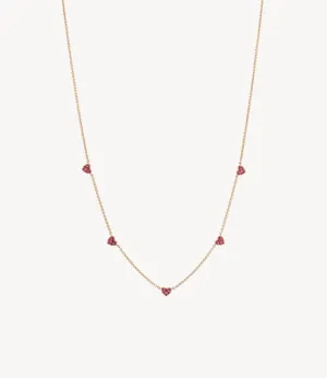 Many Mini Pink Sapphire Hearts Necklace
