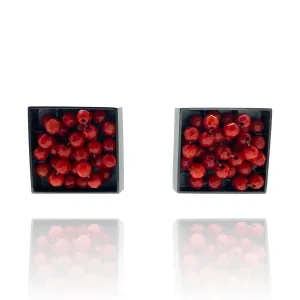 Mariiko Sumioka - Coral Bead Square Earrings