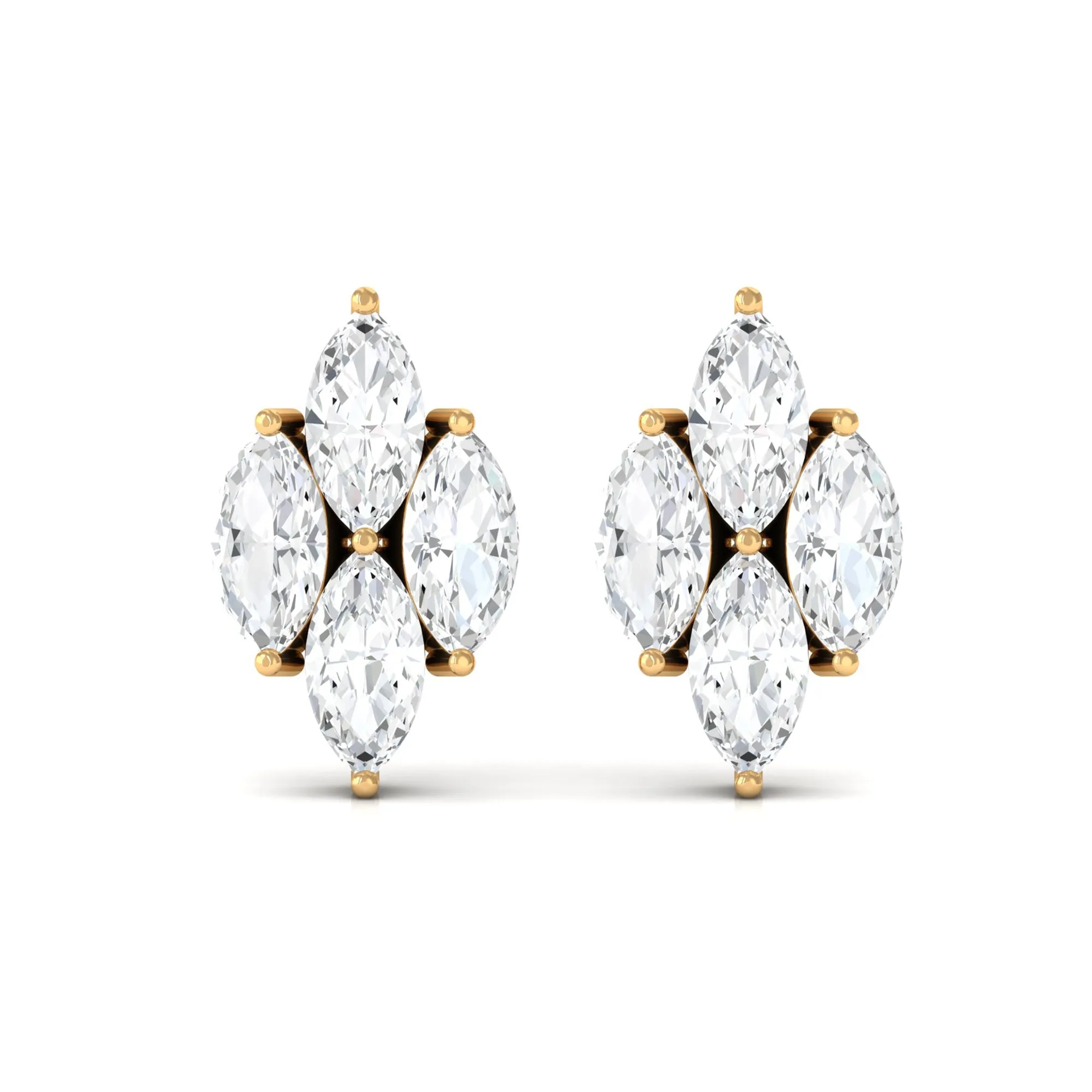 Marquise Cut Real Diamond Cluster Stud Earrings
