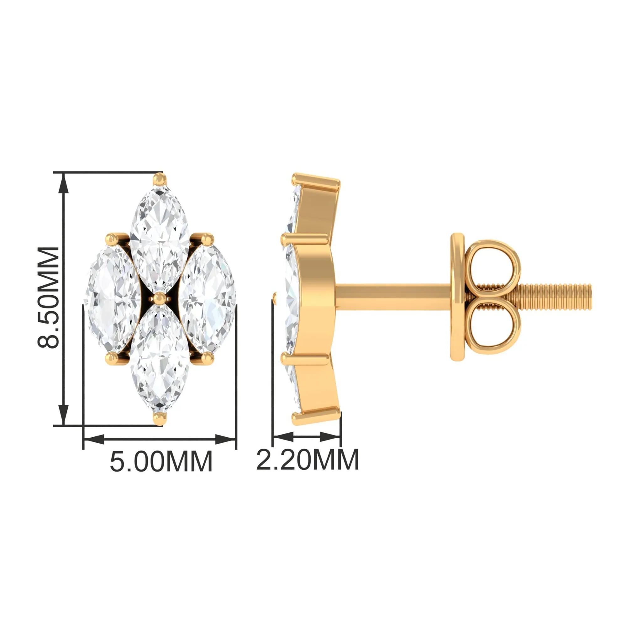 Marquise Cut Real Diamond Cluster Stud Earrings