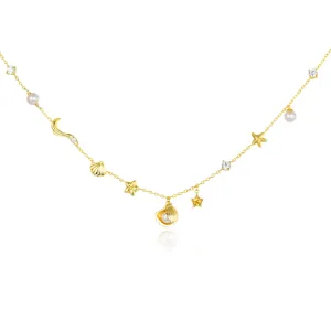 Mermaid's Lullaby Charm Necklace (Yellow Gold)