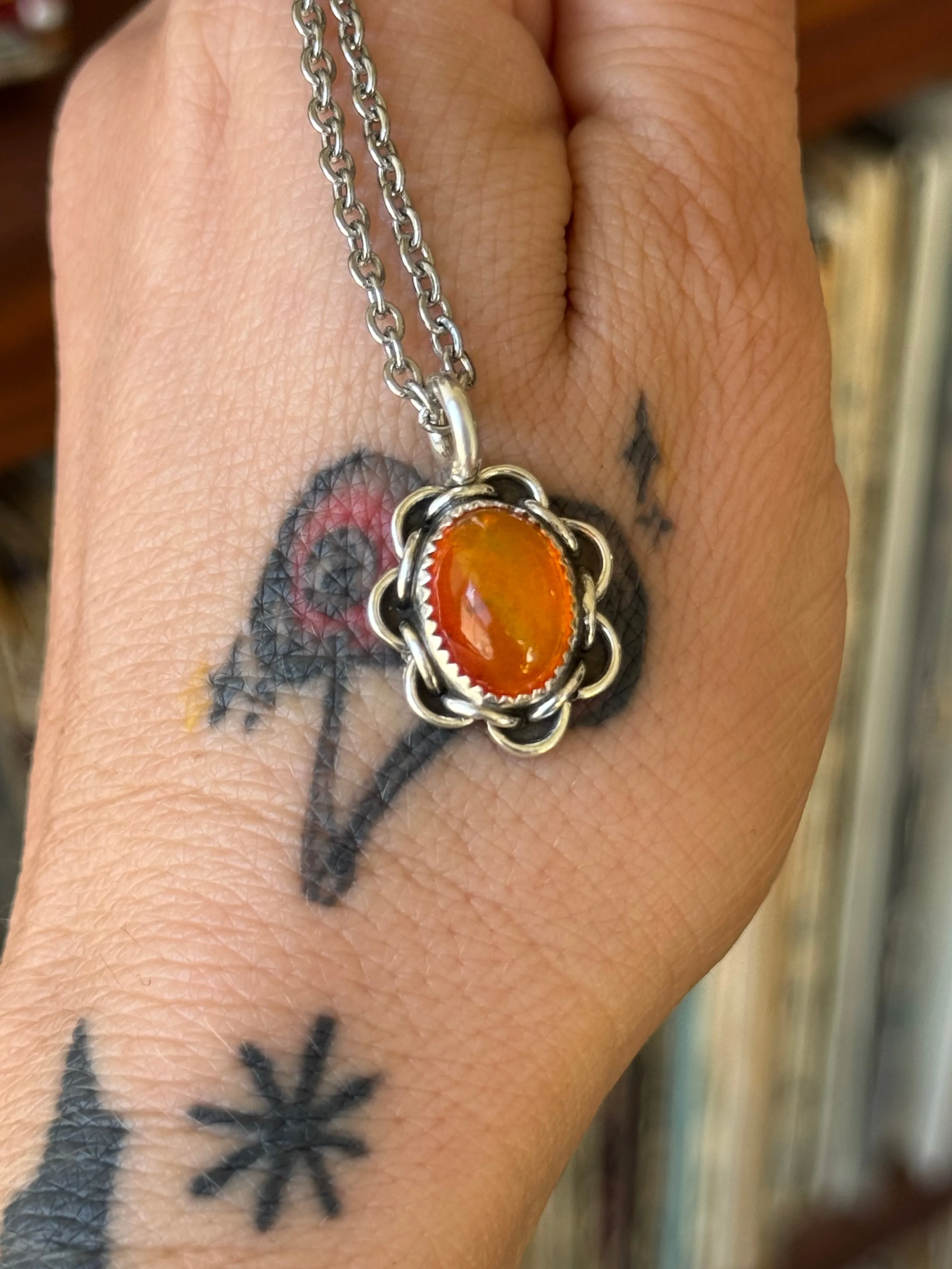 Mexican Fire Opal Necklace