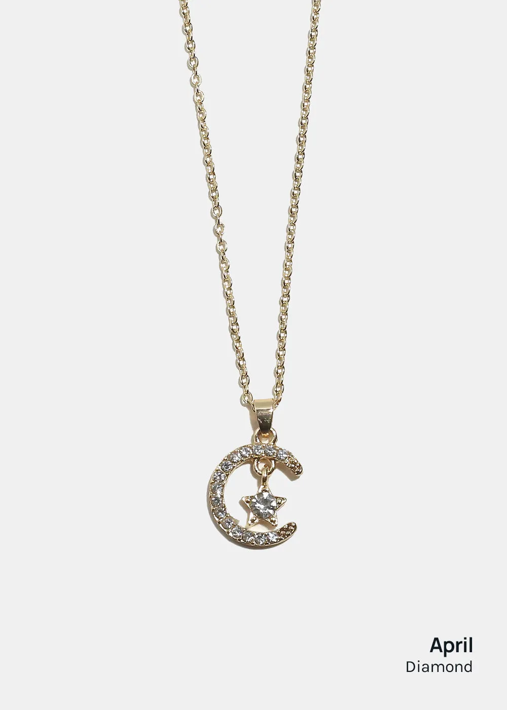 Miss A Birthstone Necklace - Moon   Star