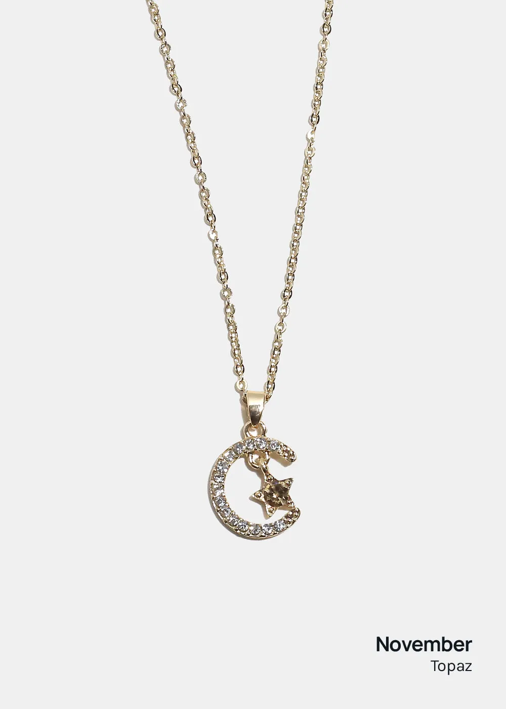 Miss A Birthstone Necklace - Moon   Star