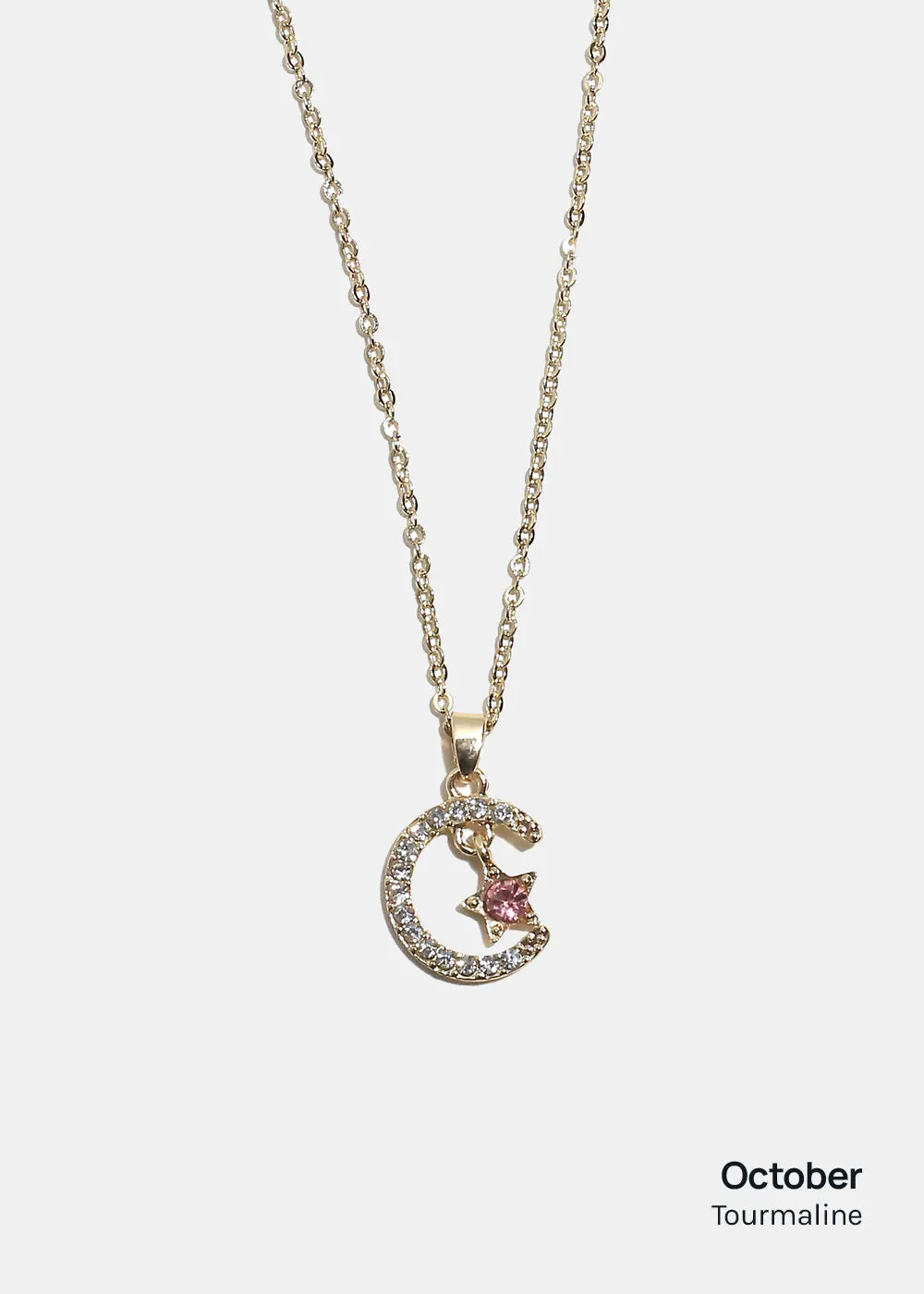 Miss A Birthstone Necklace - Moon   Star