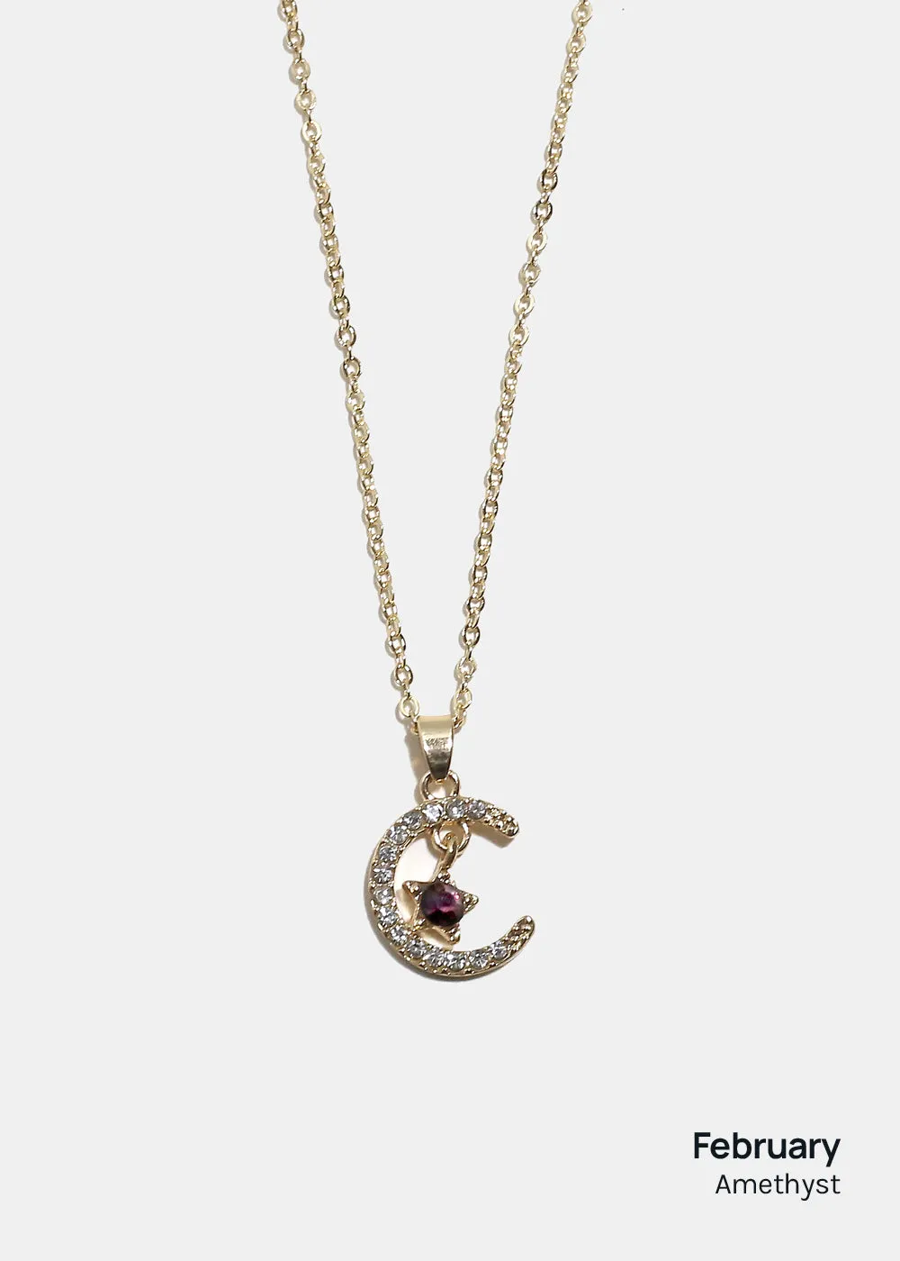 Miss A Birthstone Necklace - Moon   Star