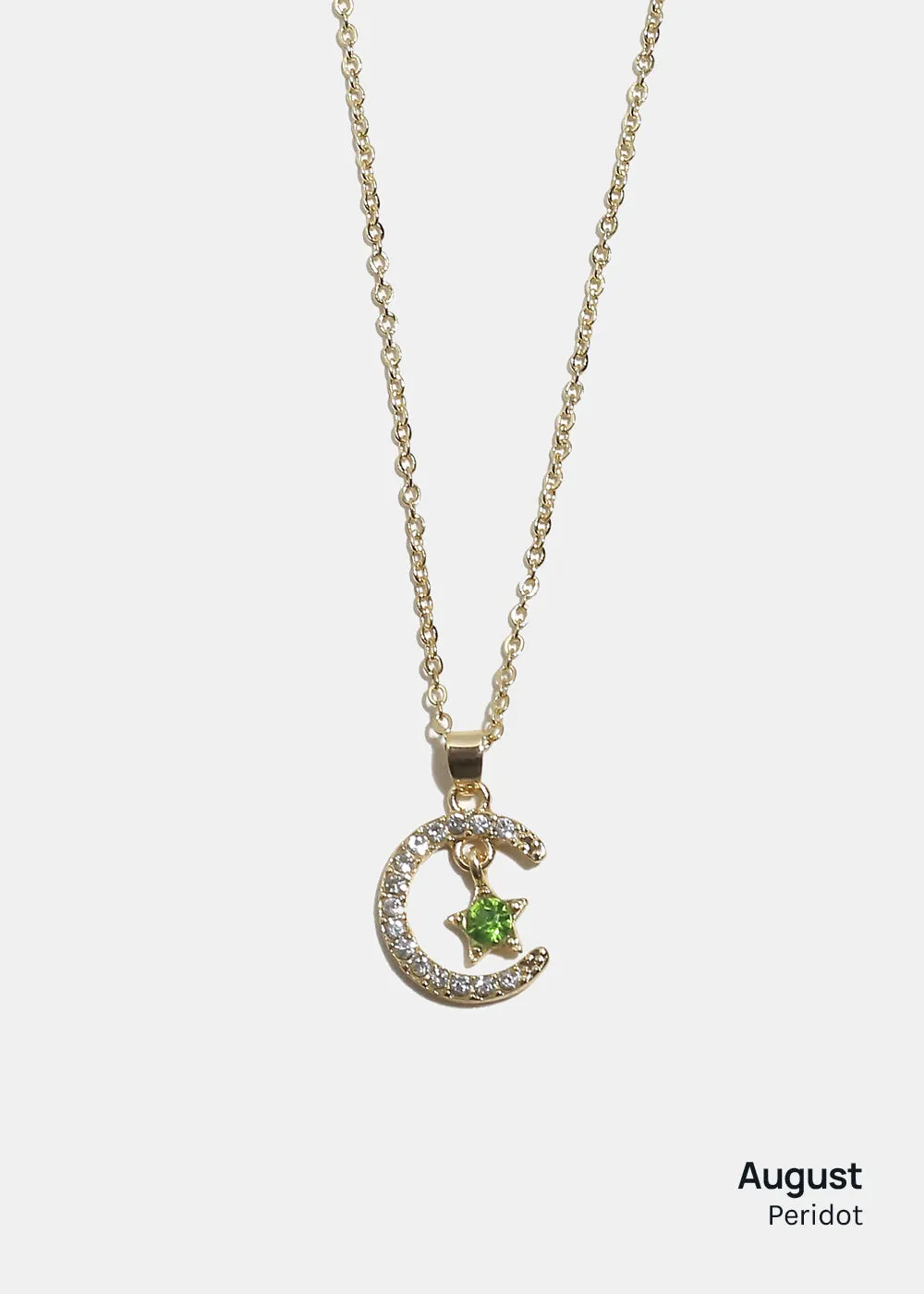 Miss A Birthstone Necklace - Moon   Star