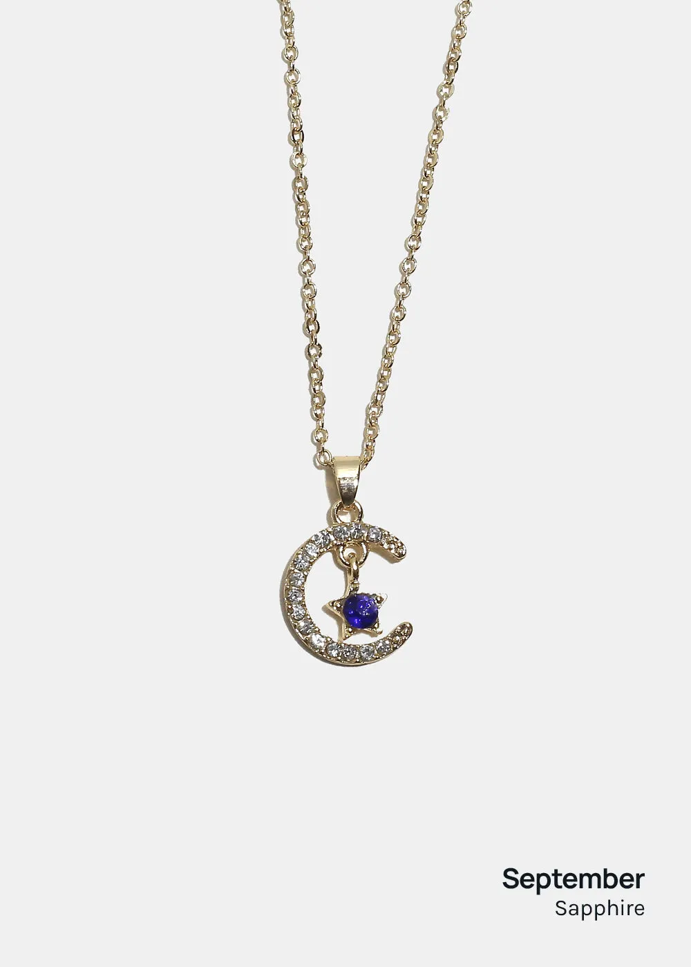 Miss A Birthstone Necklace - Moon   Star