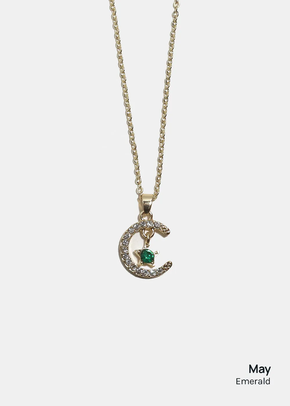 Miss A Birthstone Necklace - Moon   Star
