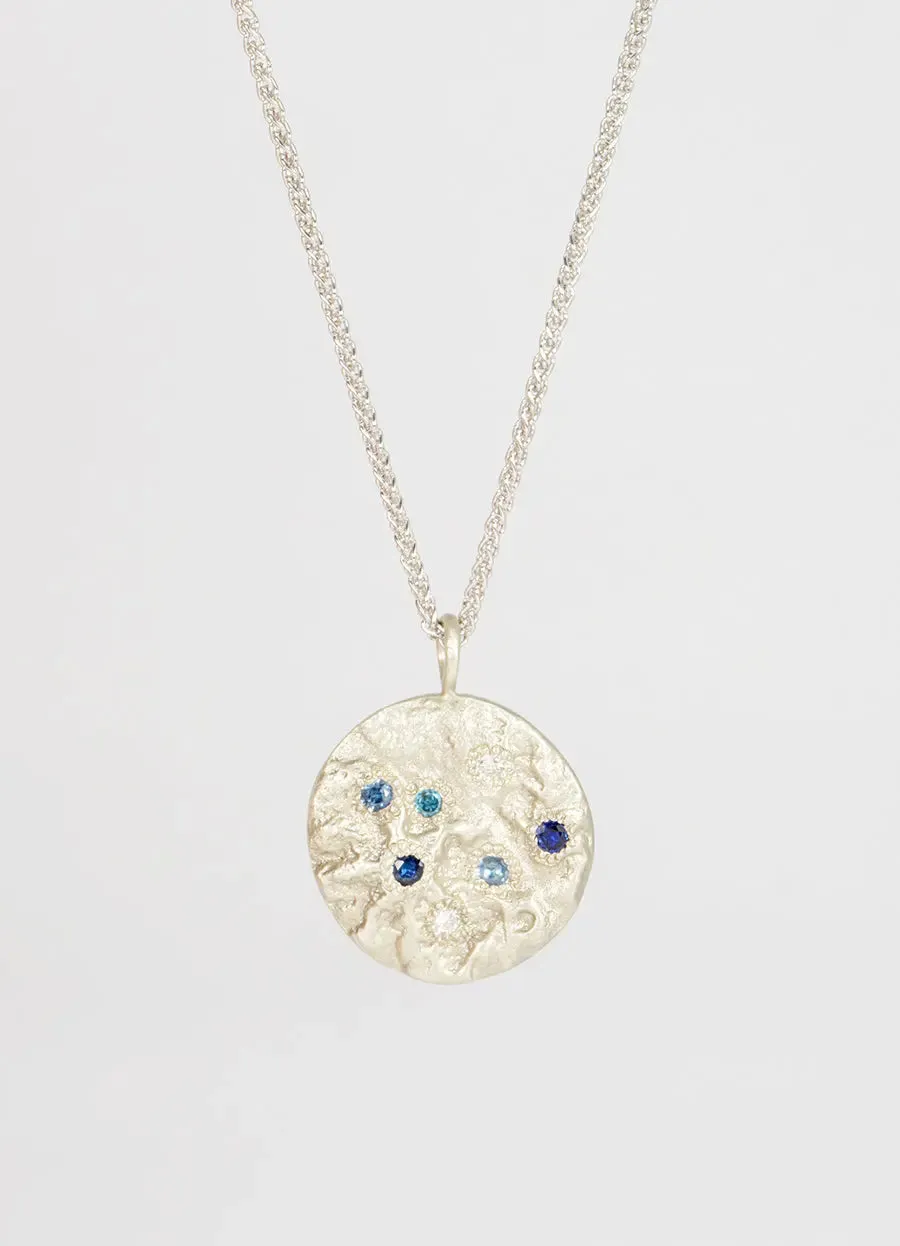 Mixed Sapphire & Diamond Tall Flux Pendant