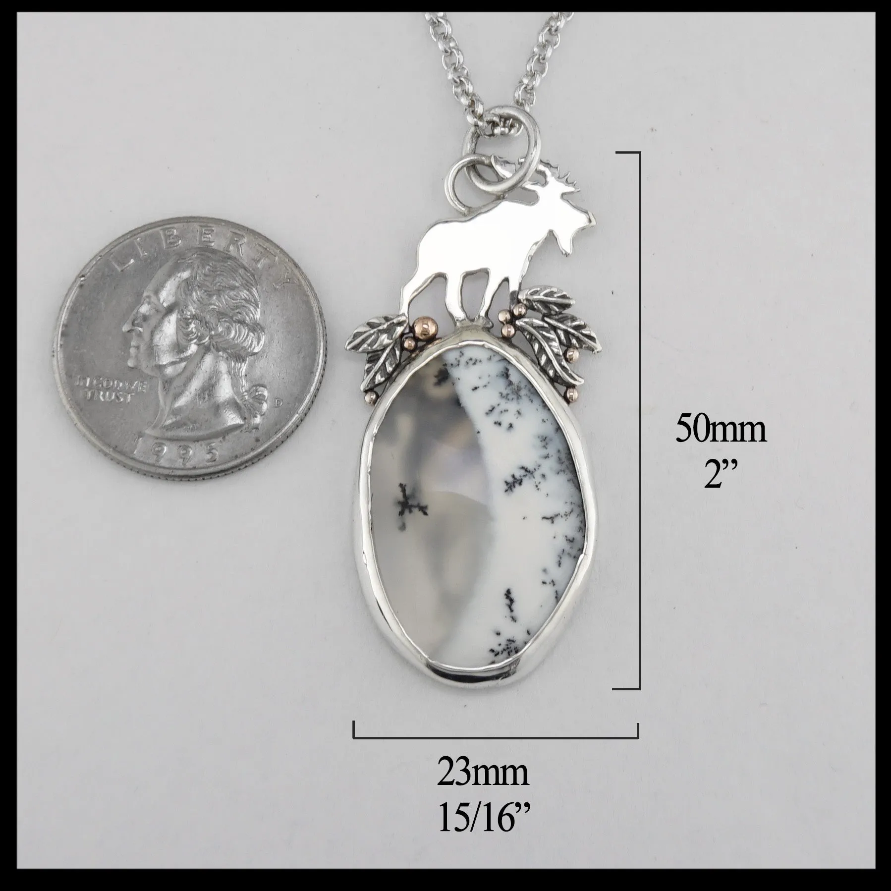 Moose Pendant with Dendritic Opal