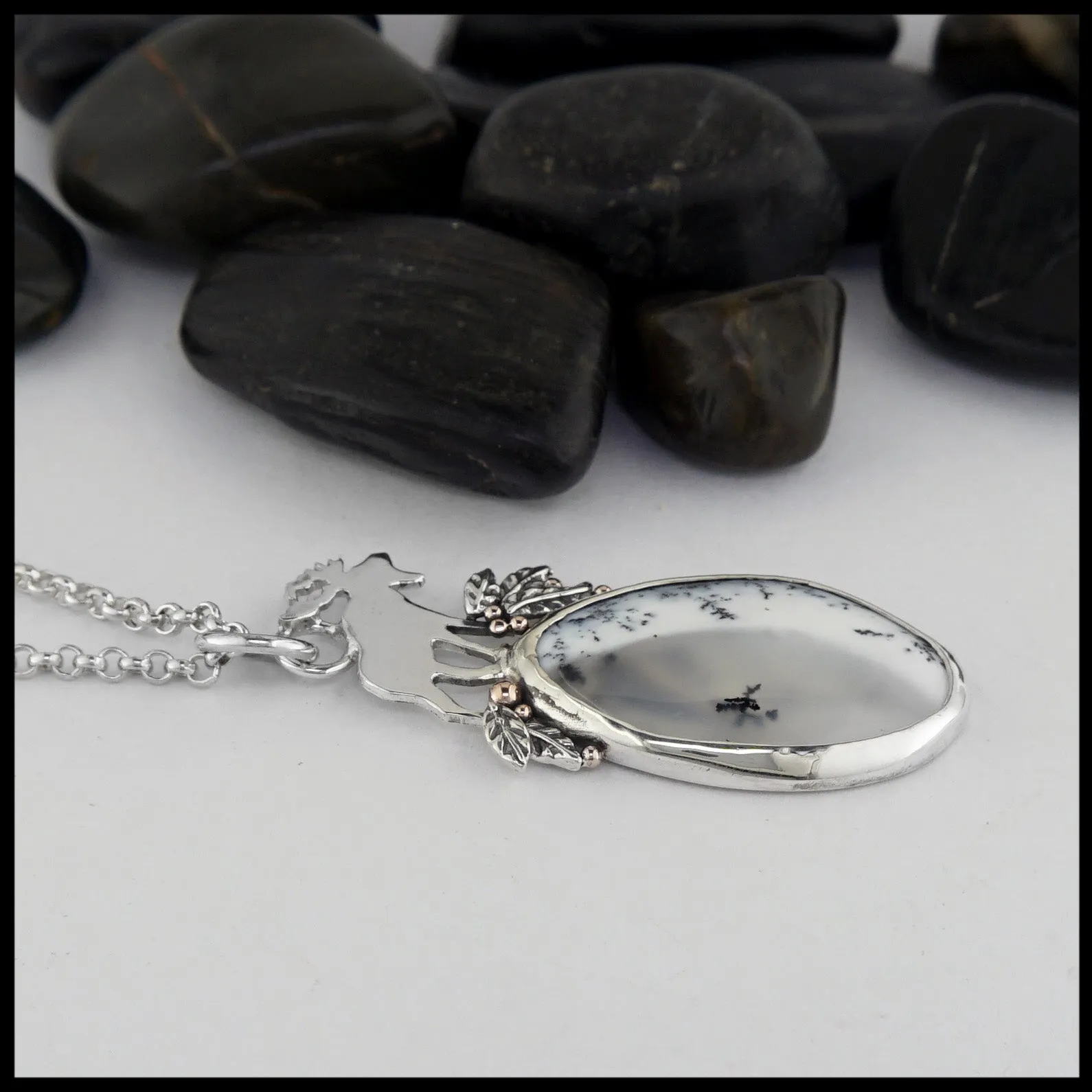 Moose Pendant with Dendritic Opal