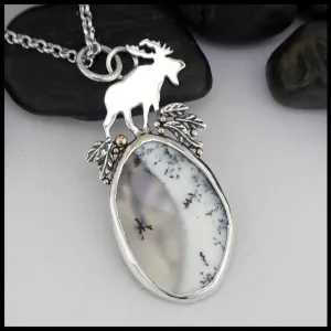 Moose Pendant with Dendritic Opal