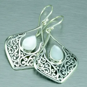 Mother of Pearl Balinese Sterling Silver Earrings