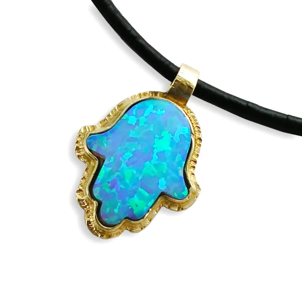 NG8961 Opal Gold Hamsa Necklace