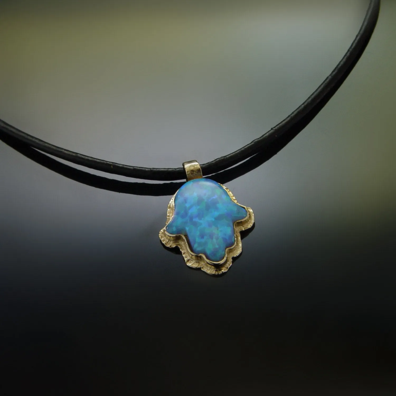 NG8961 Opal Gold Hamsa Necklace