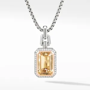 Novella Pendant with Champagne Citrine, Pave Diamonds and 18K Rose Gold