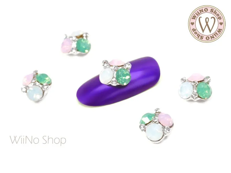 Opal Cluster Nail Metal Charm Nail Art - 2 pcs