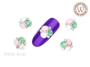 Opal Cluster Nail Metal Charm Nail Art - 2 pcs