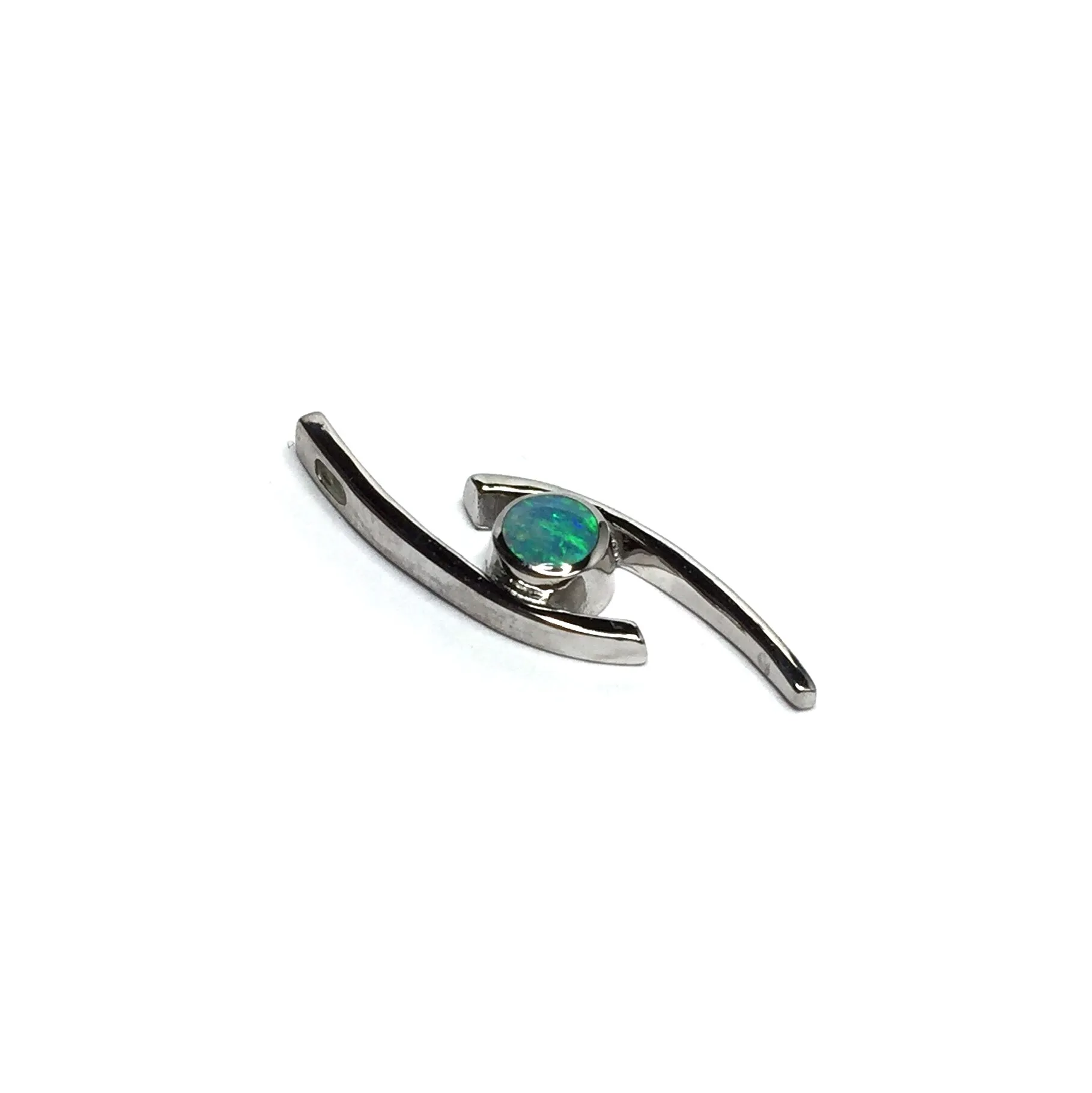 Opal Pendant Round Inlay Double Curved Bar Design
