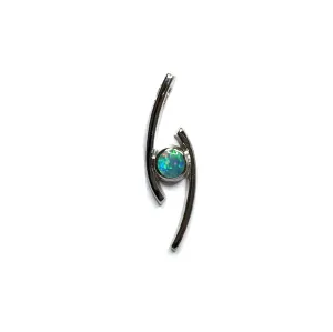 Opal Pendant Round Inlay Double Curved Bar Design