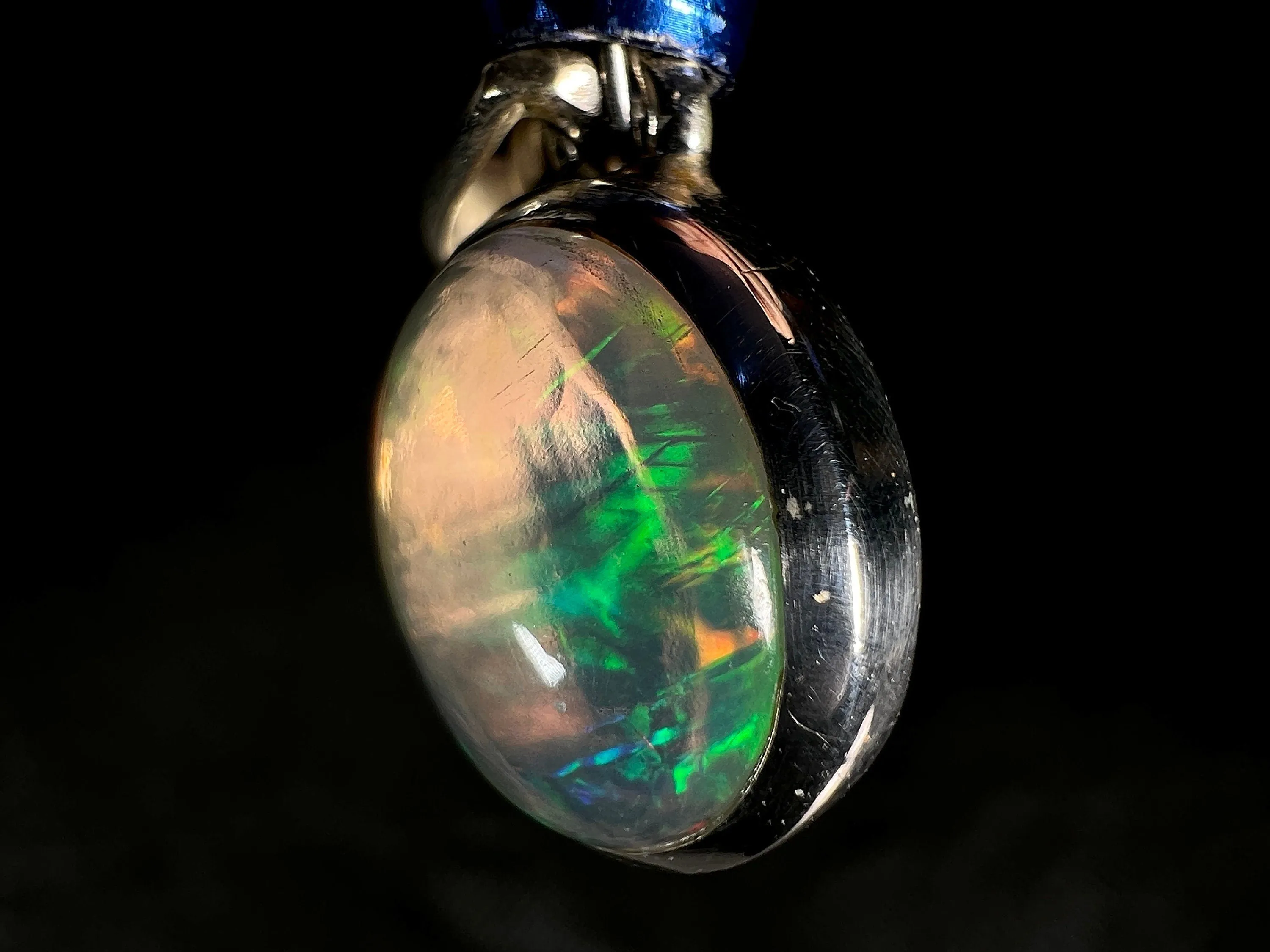 OPAL Pendant - Sterling Silver, 9x11mm Oval Cabochon - Birthstone Jewelry, Opal Cabochon Necklace, Welo Opal, 50947
