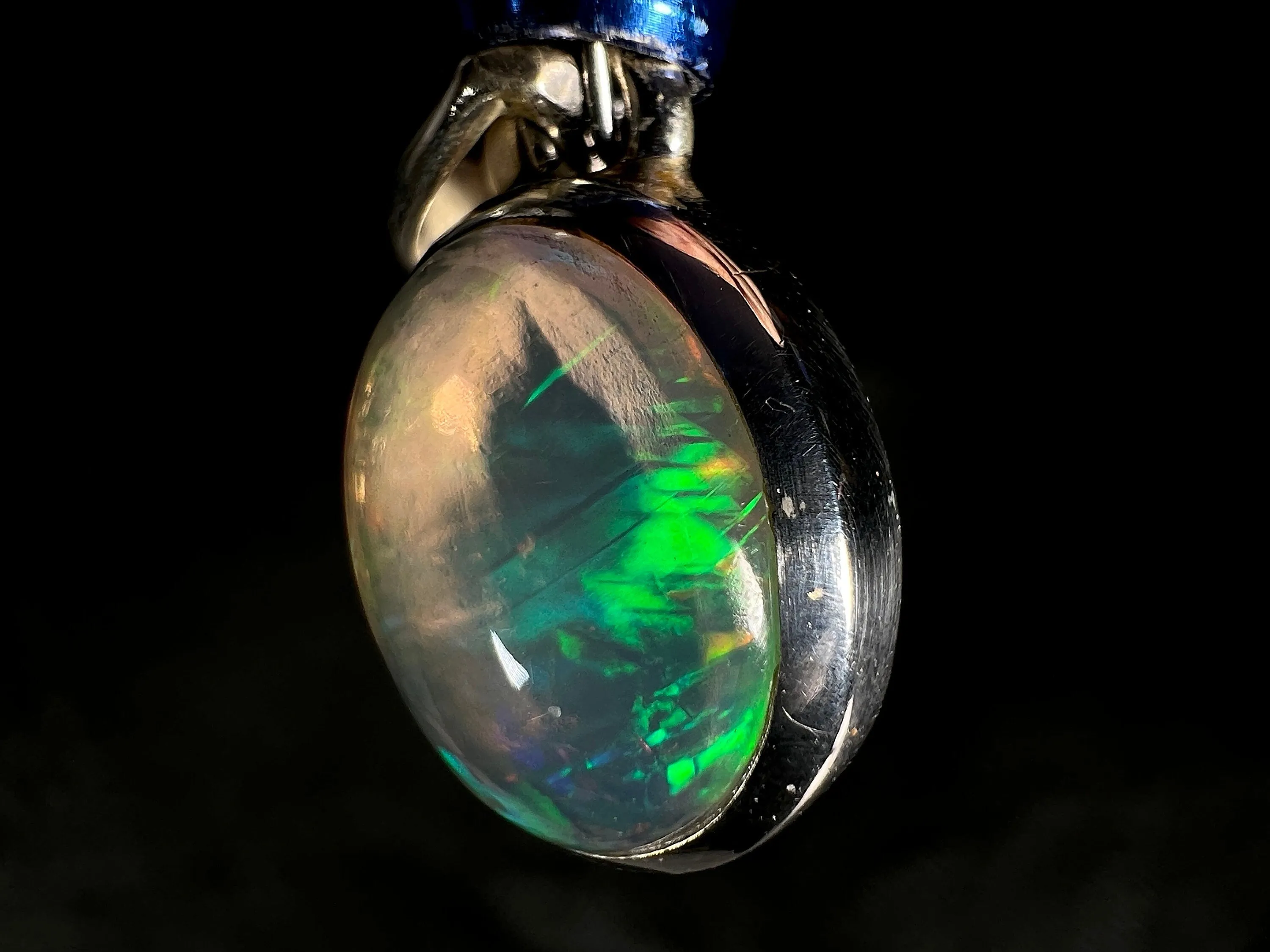 OPAL Pendant - Sterling Silver, 9x11mm Oval Cabochon - Birthstone Jewelry, Opal Cabochon Necklace, Welo Opal, 50947