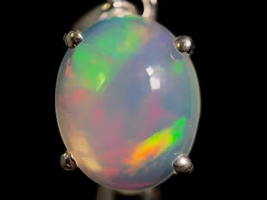 OPAL Pendant - Sterling Silver, 9x11mm Oval Cabochon - Opal Necklace, Birthstone Necklace, Opal Jewelry, Welo Opal, 49085