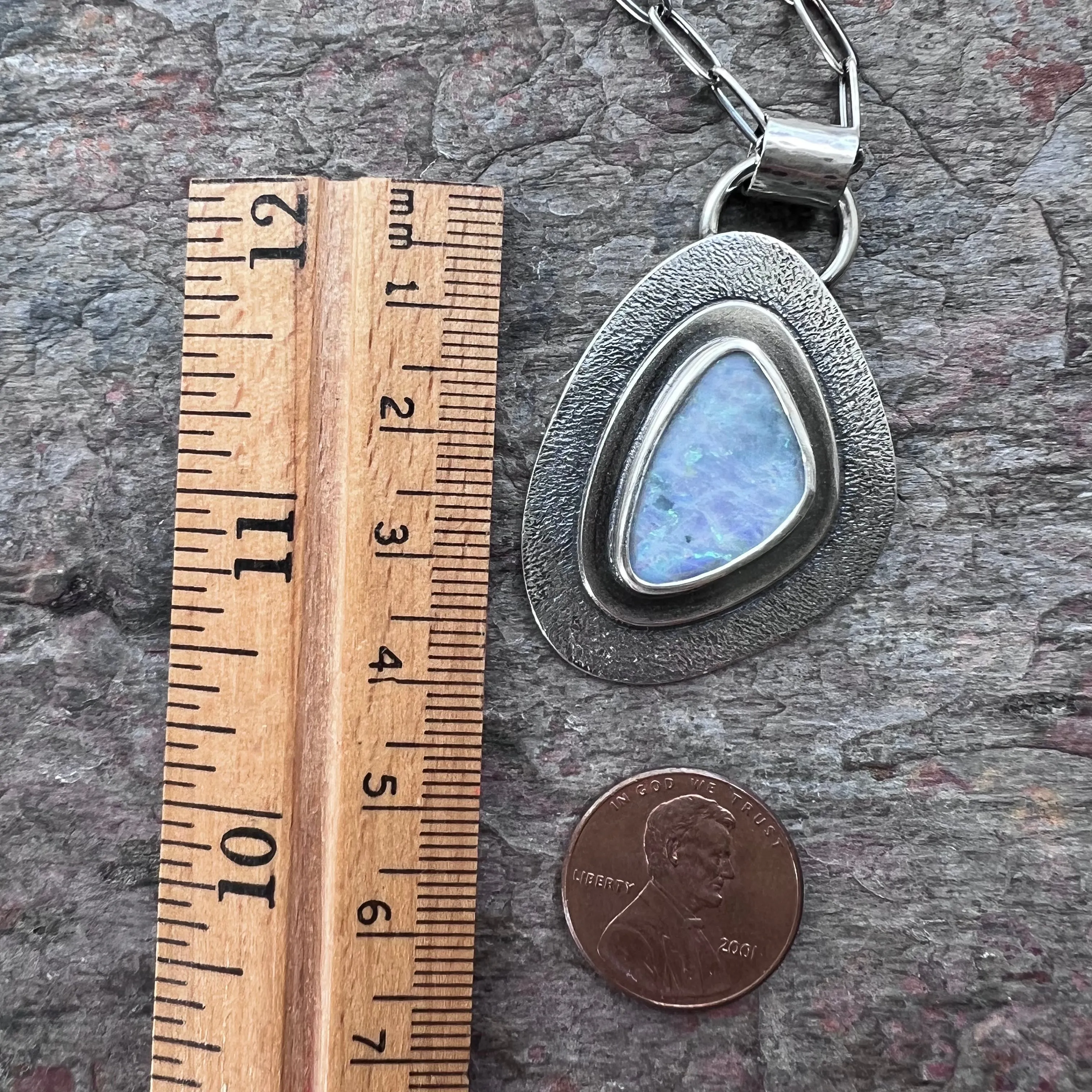 Opal Sterling Silver Necklace - Handmade One-of-a-kind Opal Doublet Pendant on Sterling Silver Chain