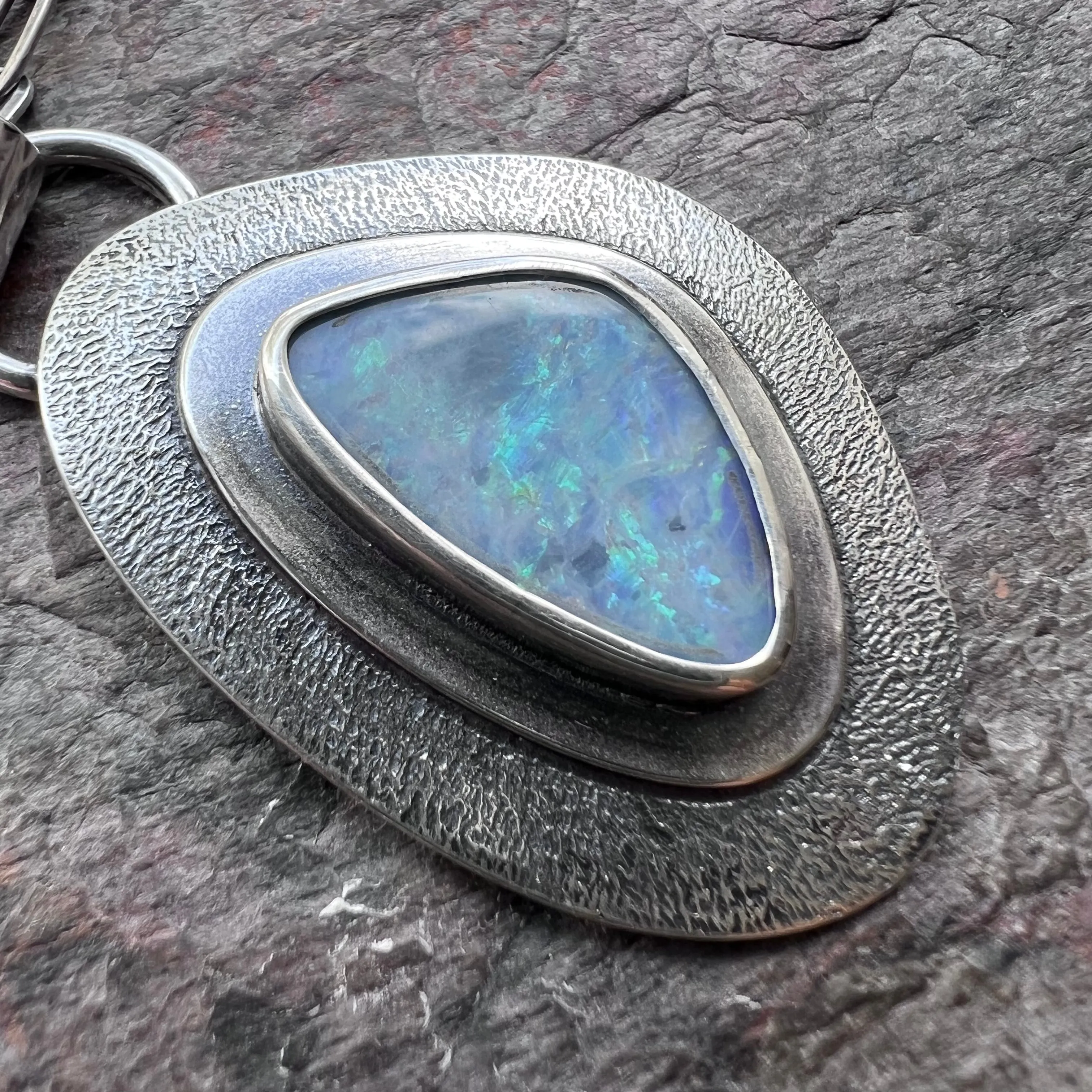 Opal Sterling Silver Necklace - Handmade One-of-a-kind Opal Doublet Pendant on Sterling Silver Chain
