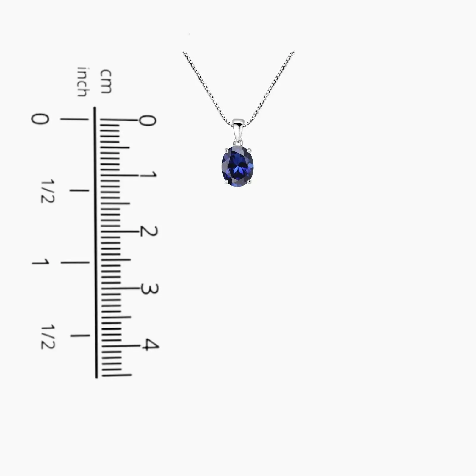 Oval Blue Sapphire Pendant Necklace in 925 Sterling Silver - Irosk®