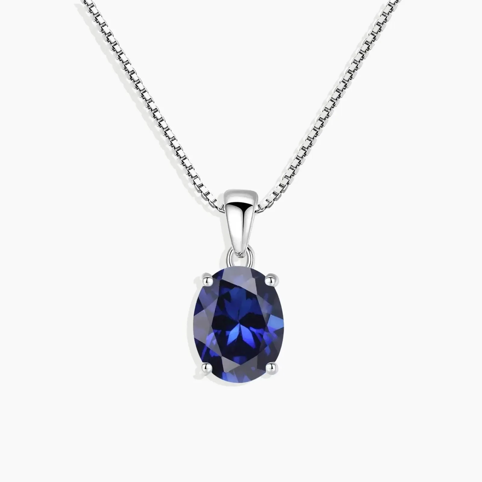 Oval Blue Sapphire Pendant Necklace in 925 Sterling Silver - Irosk®