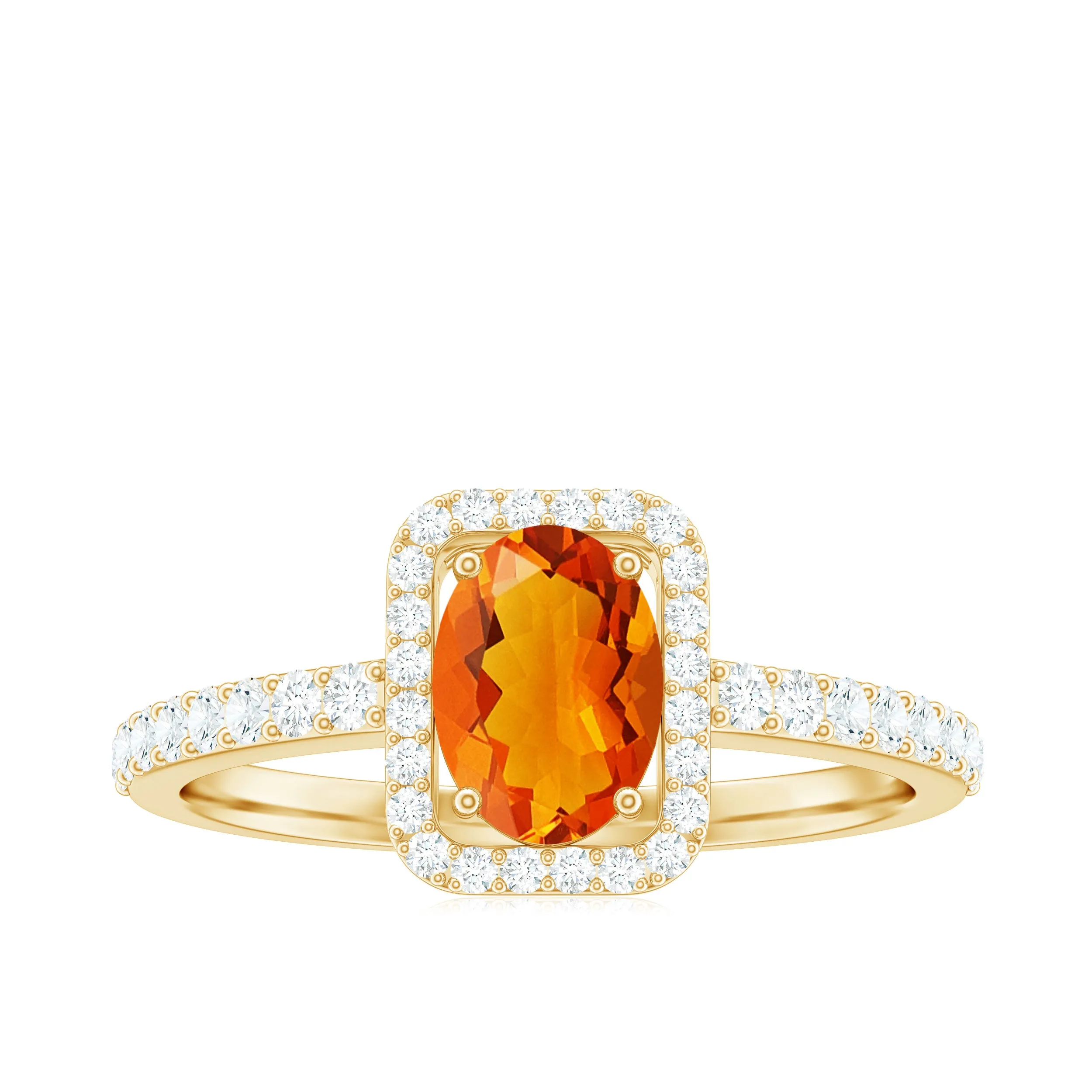 Oval Cut Fire Opal Engagement Ring with Diamond Halo